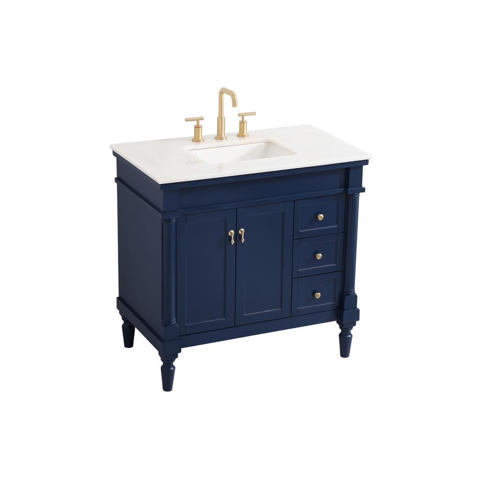 36 inch Single bathroom vanity in blue. Picture 8