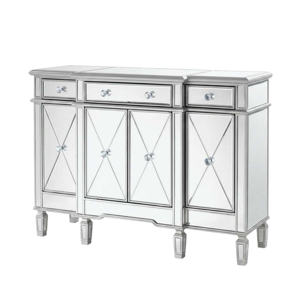 Silver Credenza with 3 Drawers, 4 Doors, Spacious Storage. Picture 1
