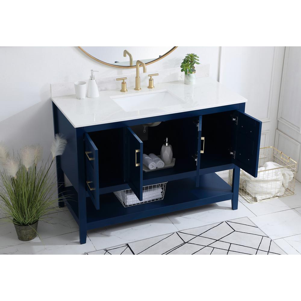48 inch Single Bathroom Vanity in Blue with Backsplash. Picture 3