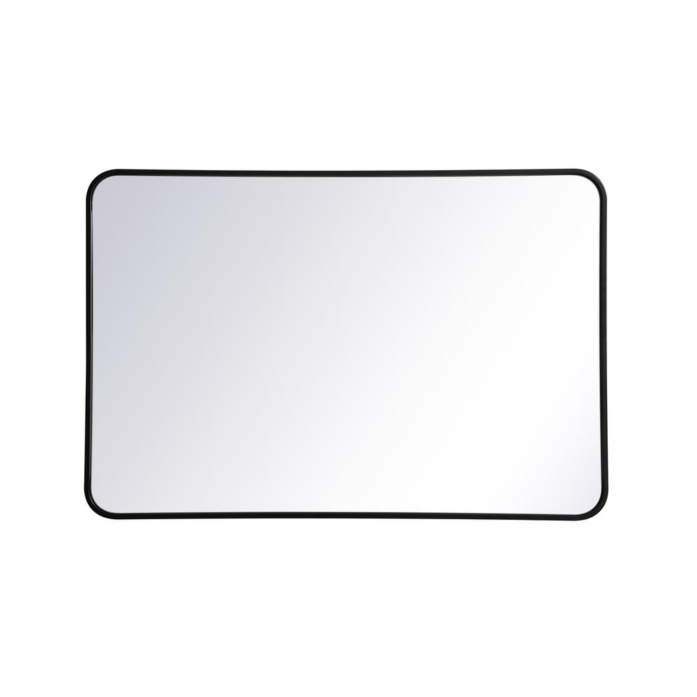Soft corner metal rectangular mirror 27x40 inch in Black. Picture 1