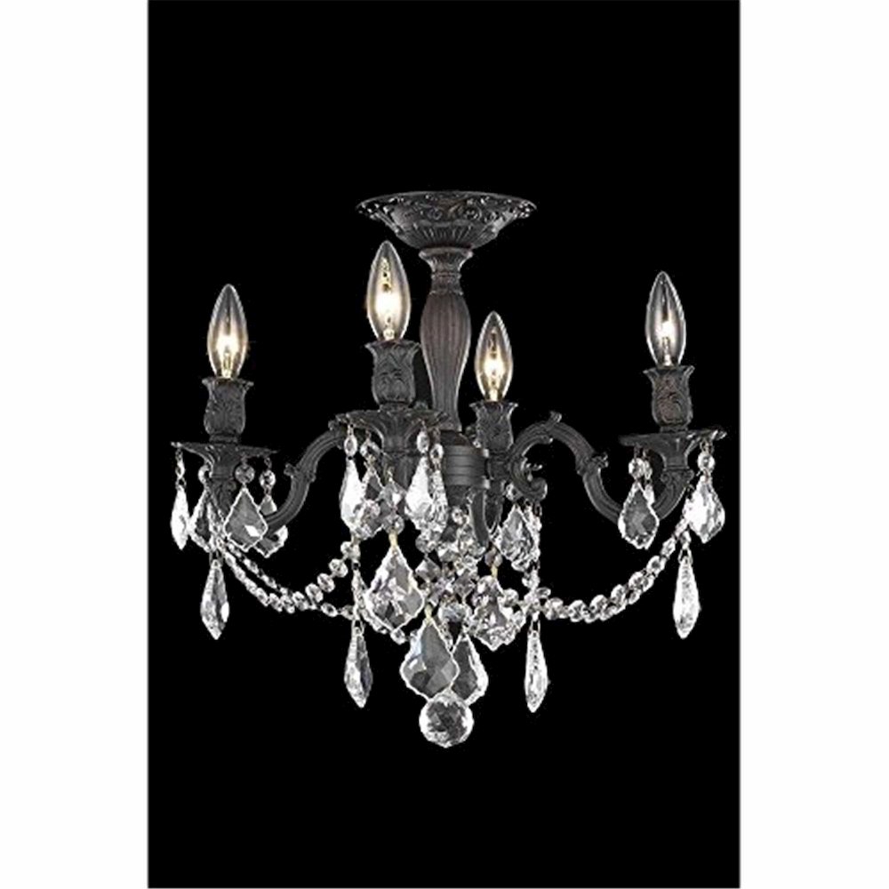Rosalia 4 light Dark Bronze Flush Mount Golden Teak (Smoky) Royal Cut Crystal. Picture 1