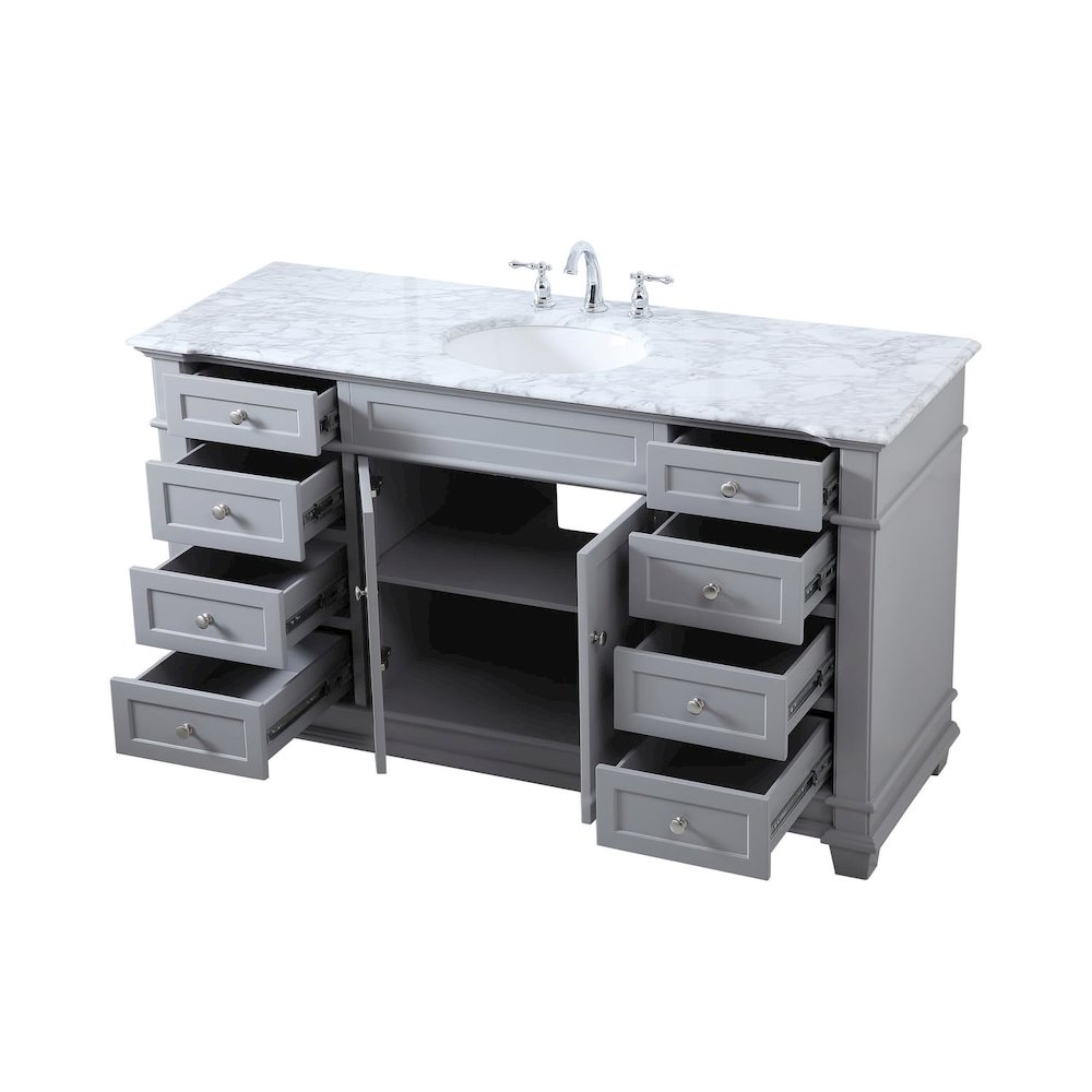 60 inch Single Bathroom Vanity set in Grey. Picture 4
