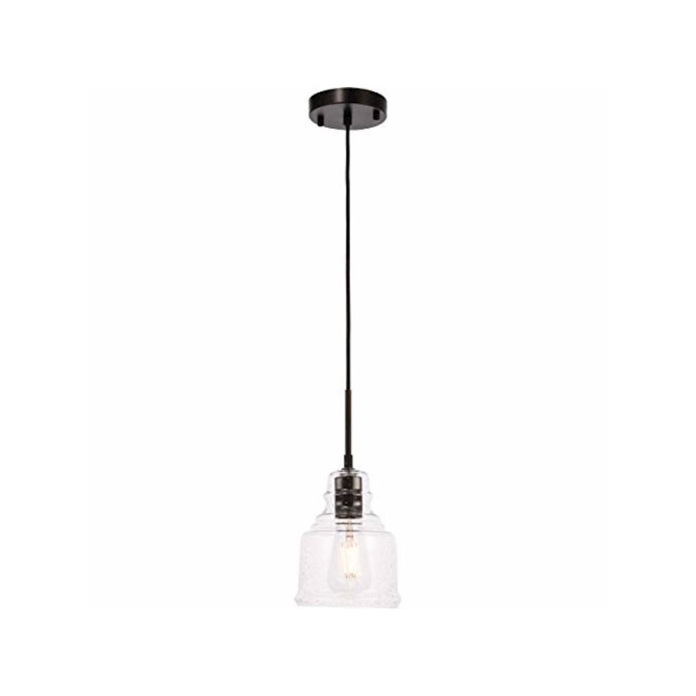 Pierce 1 light Black and Clear seeded glass pendant. Picture 1