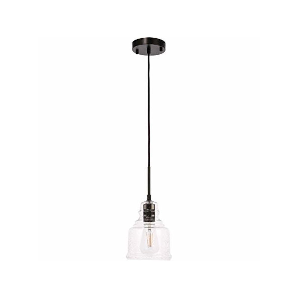Pierce 1 light Black and Clear seeded glass pendant. Picture 8