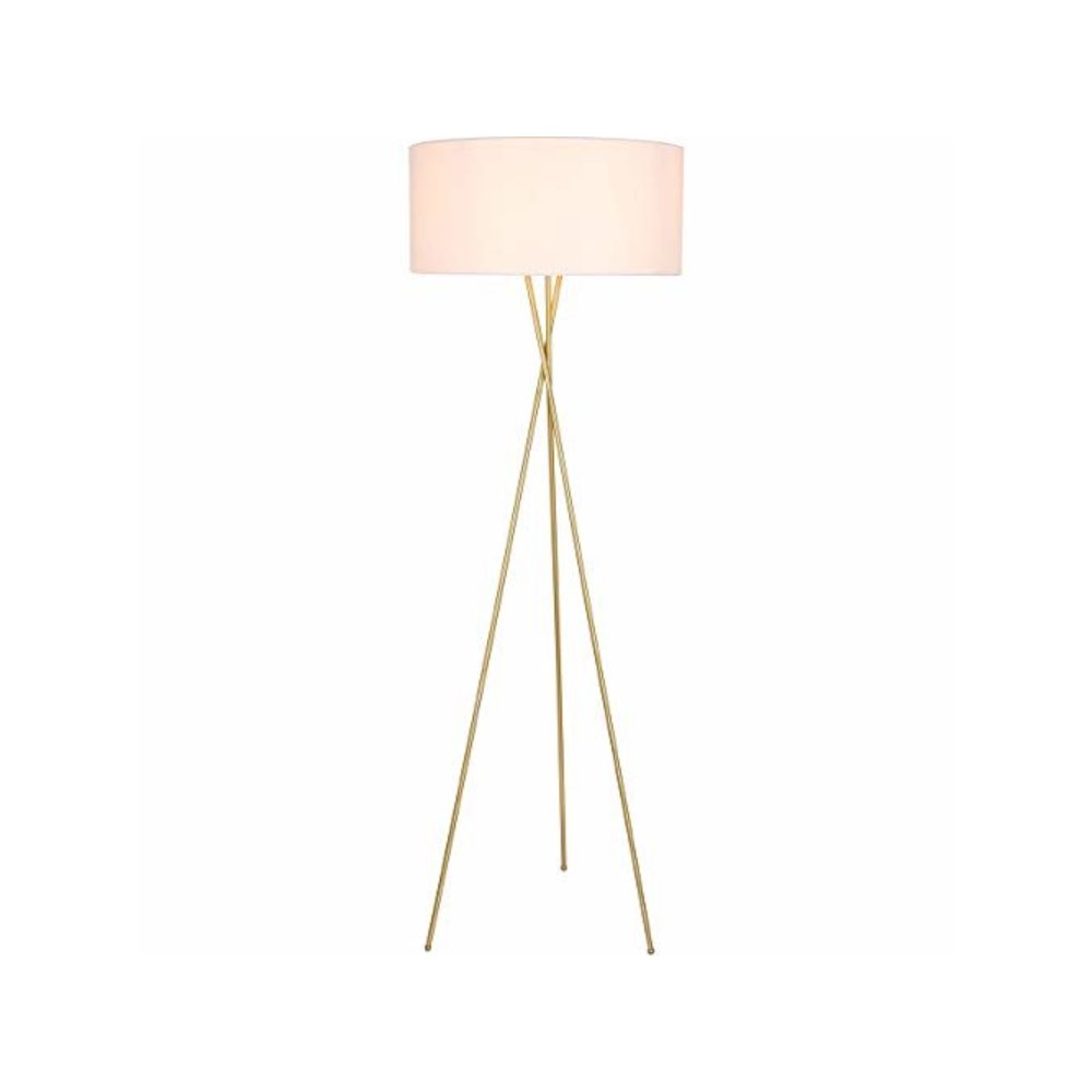 Cason 1 light Brass and White shade Floor lamp. Picture 1