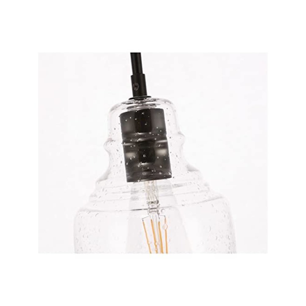 Pierce 1 light Black and Clear seeded glass pendant. Picture 5