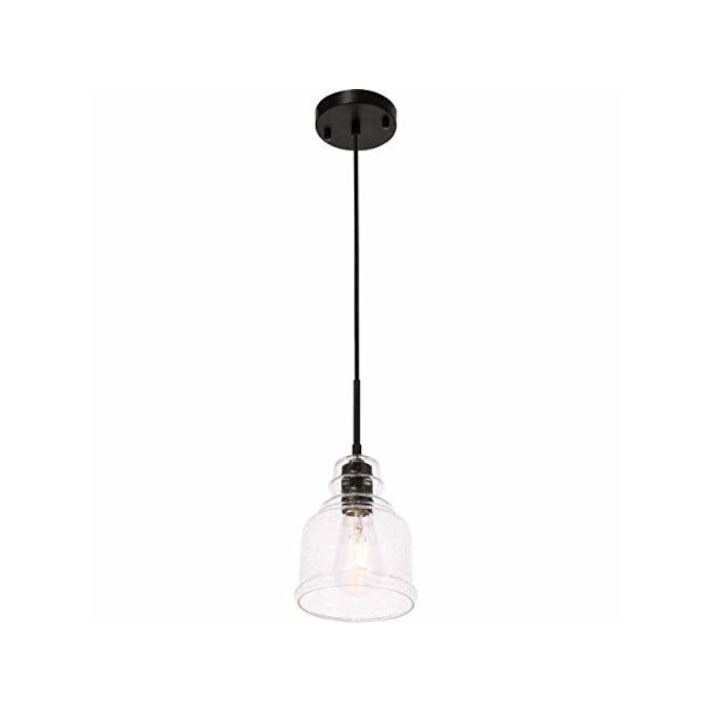Pierce 1 light Black and Clear seeded glass pendant. Picture 9
