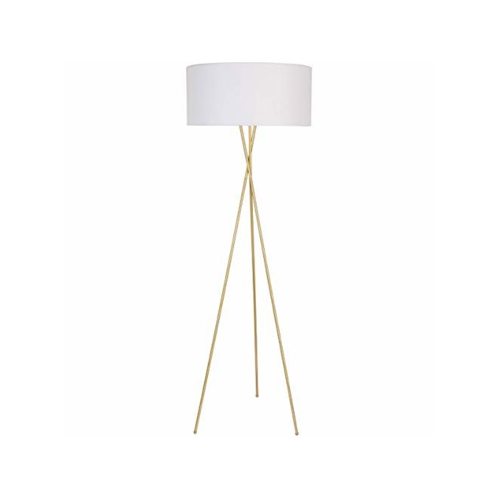 Cason 1 light Brass and White shade Floor lamp. Picture 3