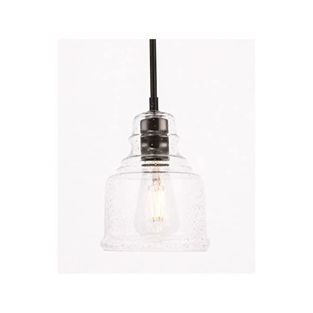 Pierce 1 light Black and Clear seeded glass pendant. Picture 3