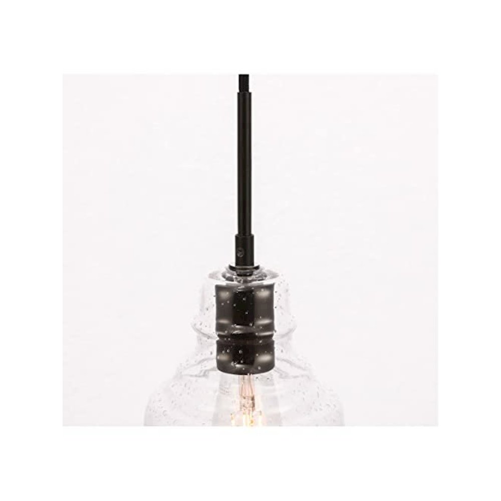 Pierce 1 light Black and Clear seeded glass pendant. Picture 4