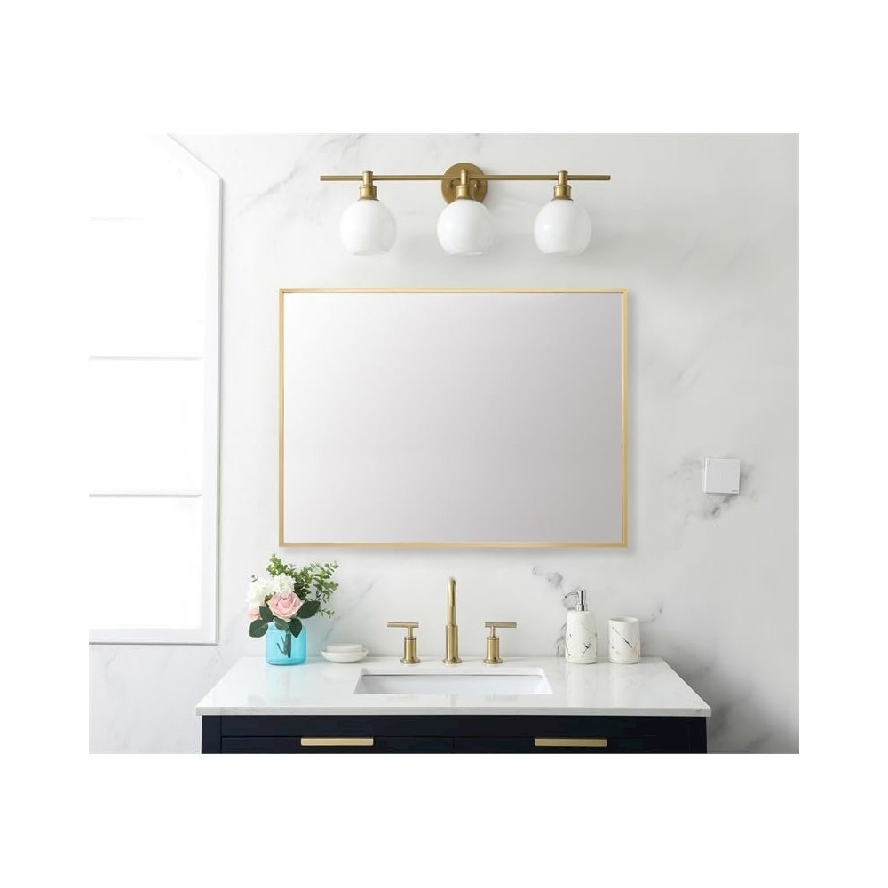 Aluminum Frame Rectangle Mirror 27x36 In Gold. Picture 2