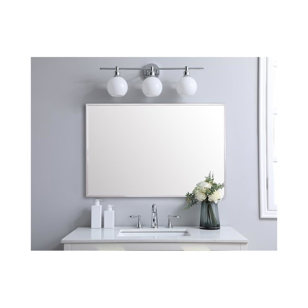 Aluminum Frame Rectangle Mirror 27x36 In Silver. Picture 2