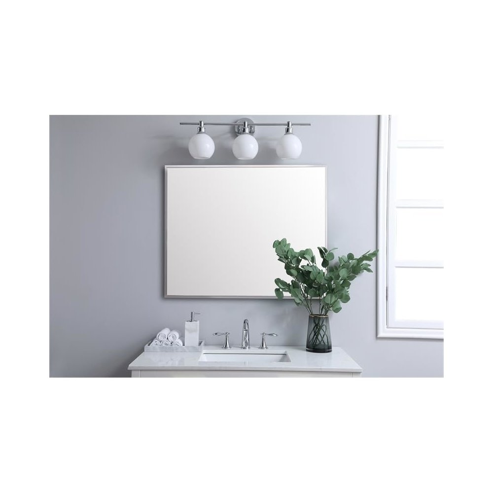 Aluminum Frame Square Mirror 30x36 In Silver. Picture 2