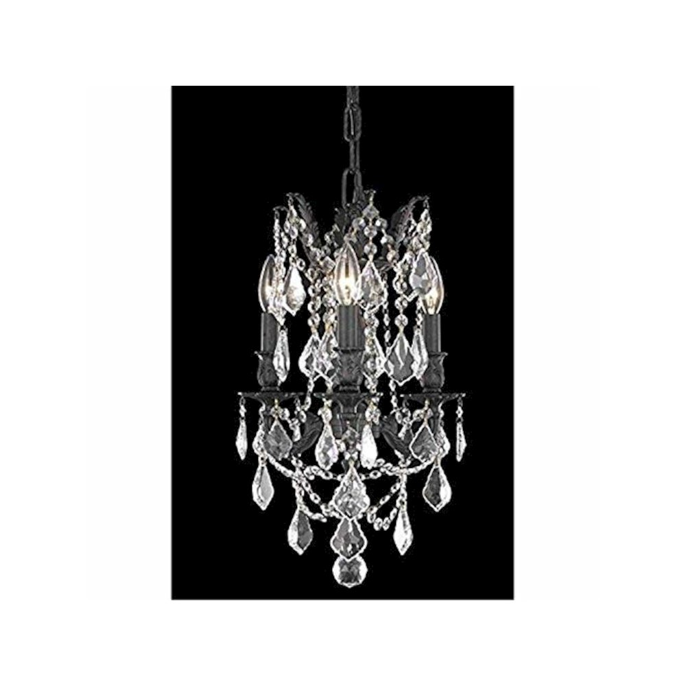 Rosalia 3 light Dark Bronze Pendant Golden Teak (Smoky) Royal Cut Crystal. Picture 1