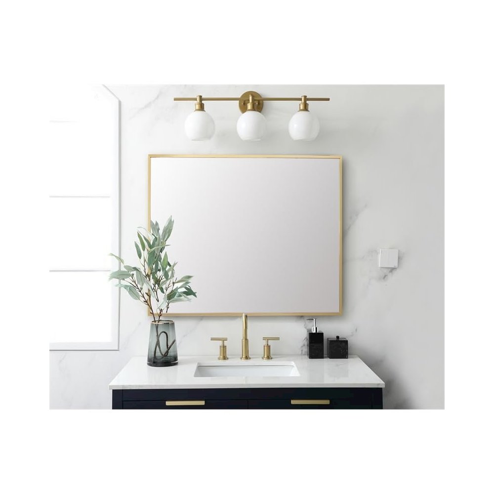 Aluminum Frame Square Mirror 30x36 In Gold. Picture 2