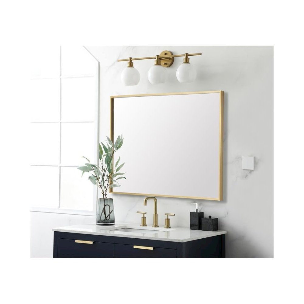 Aluminum Frame Square Mirror 30x36 In Gold. Picture 4