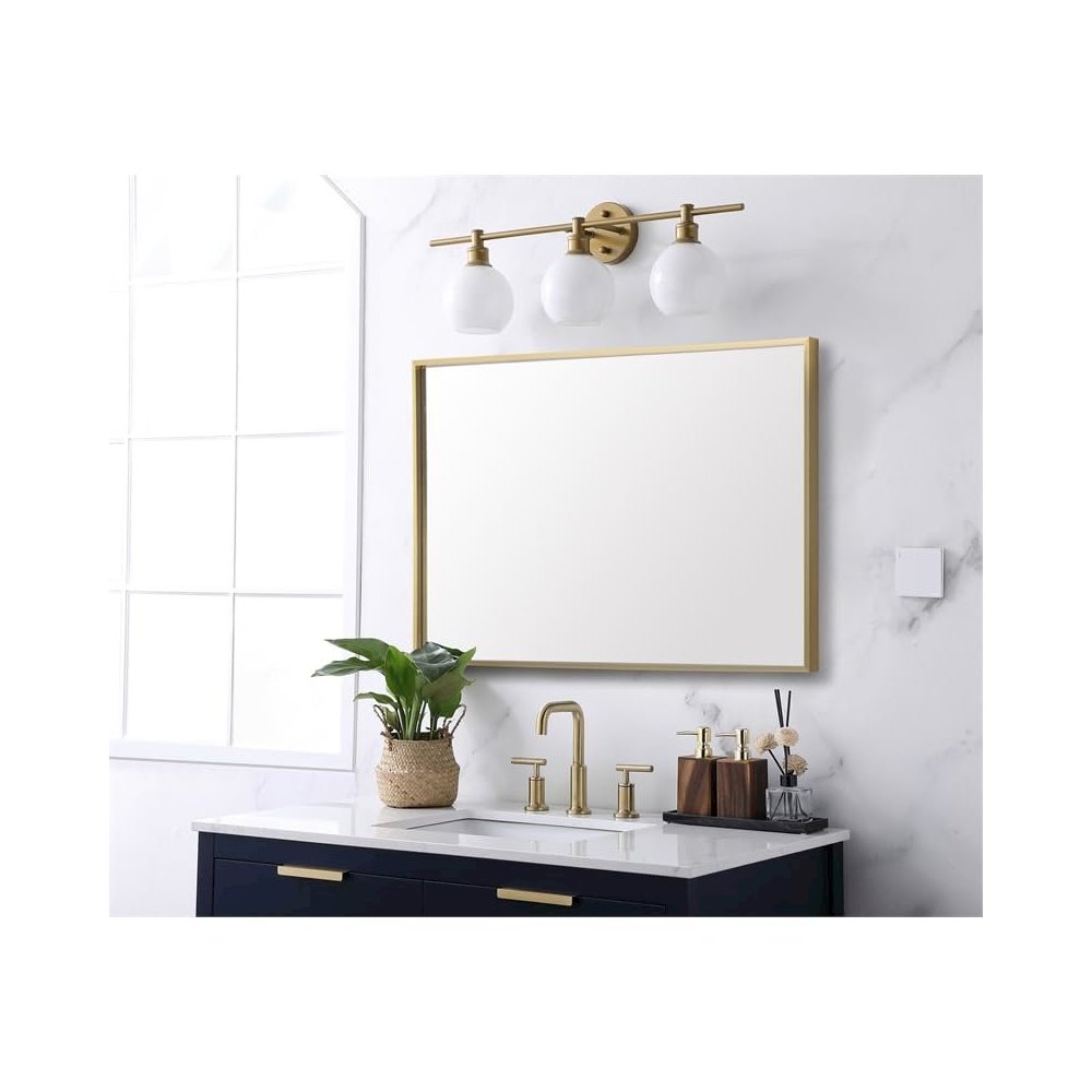 Aluminum Frame Rectangle Mirror 24x36 In Gold. Picture 6