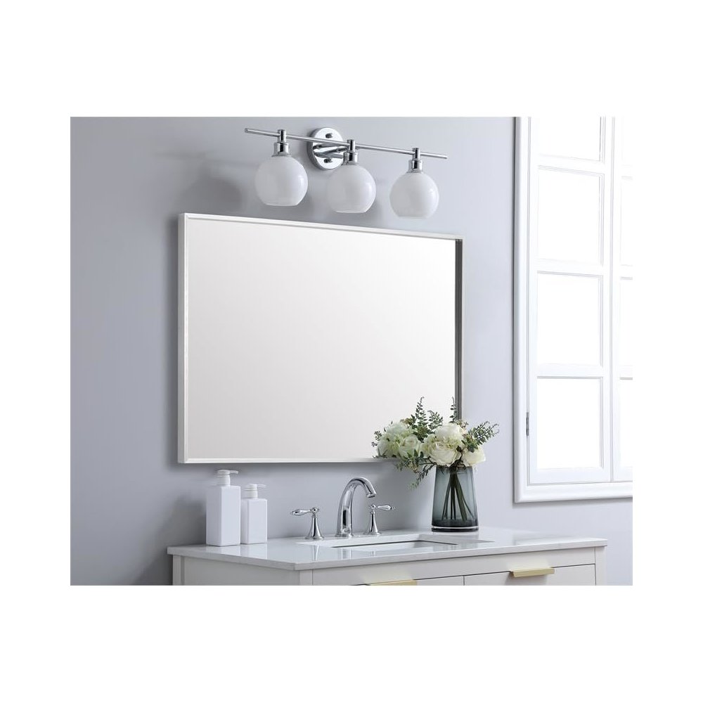 Aluminum Frame Rectangle Mirror 27x36 In Silver. Picture 5