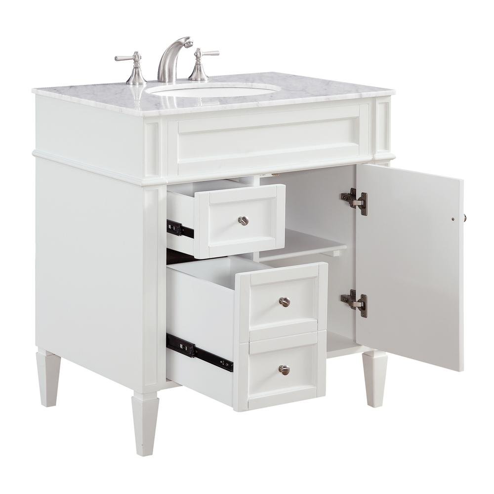 32 In. Single Bathroom Vanity Set In White. Picture 2
