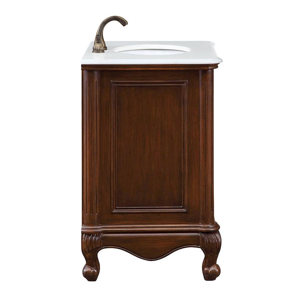 30 inch Single Bathroom vanity in Teak Color with ivory white engineered marble. Picture 3