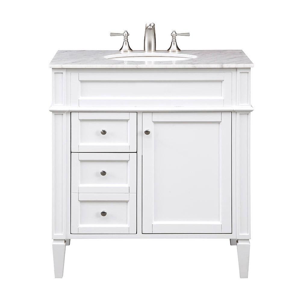 32 In. Single Bathroom Vanity Set In White. Picture 1