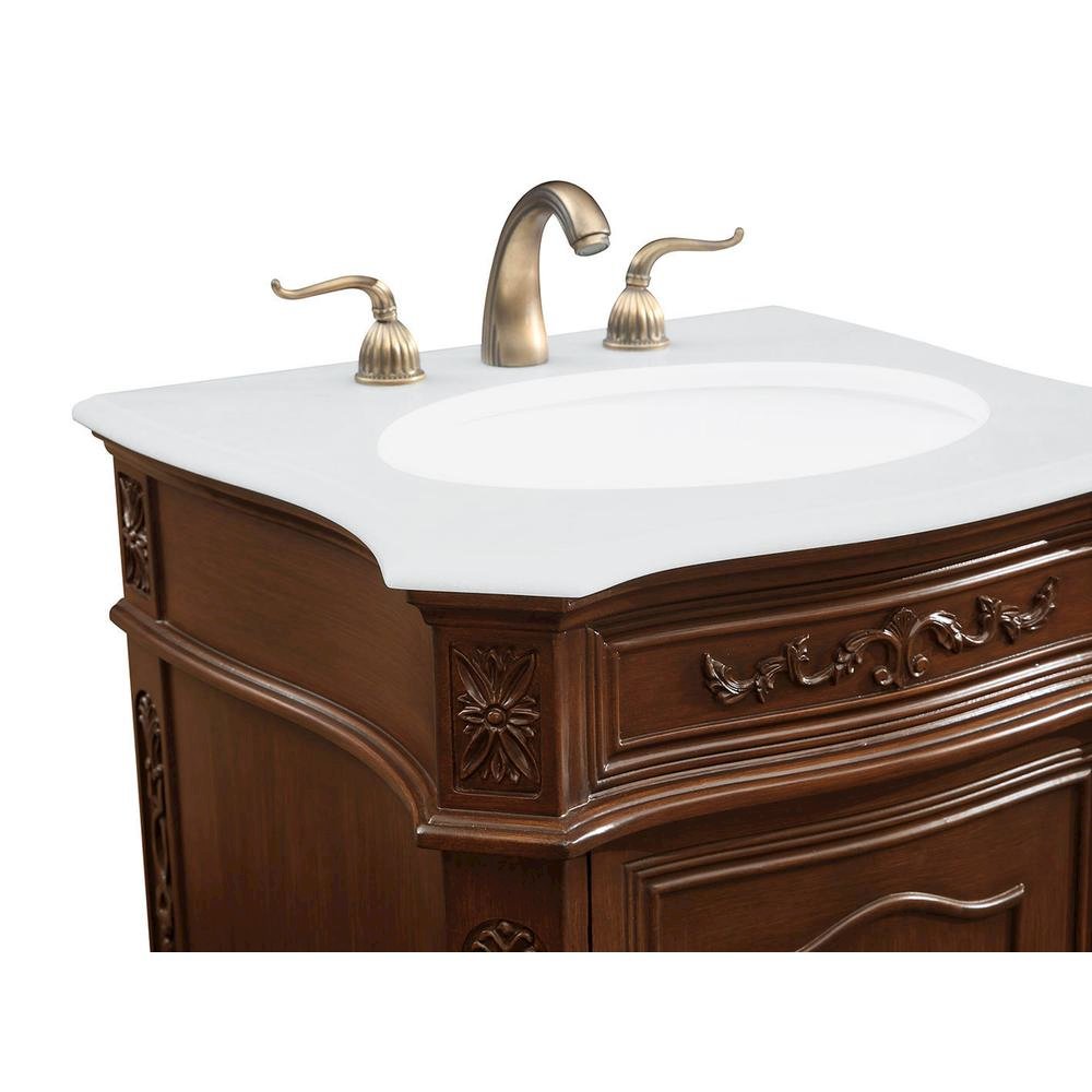 24 inch Single Bathroom vanity in Coffee with ivory white engineered marble. Picture 5