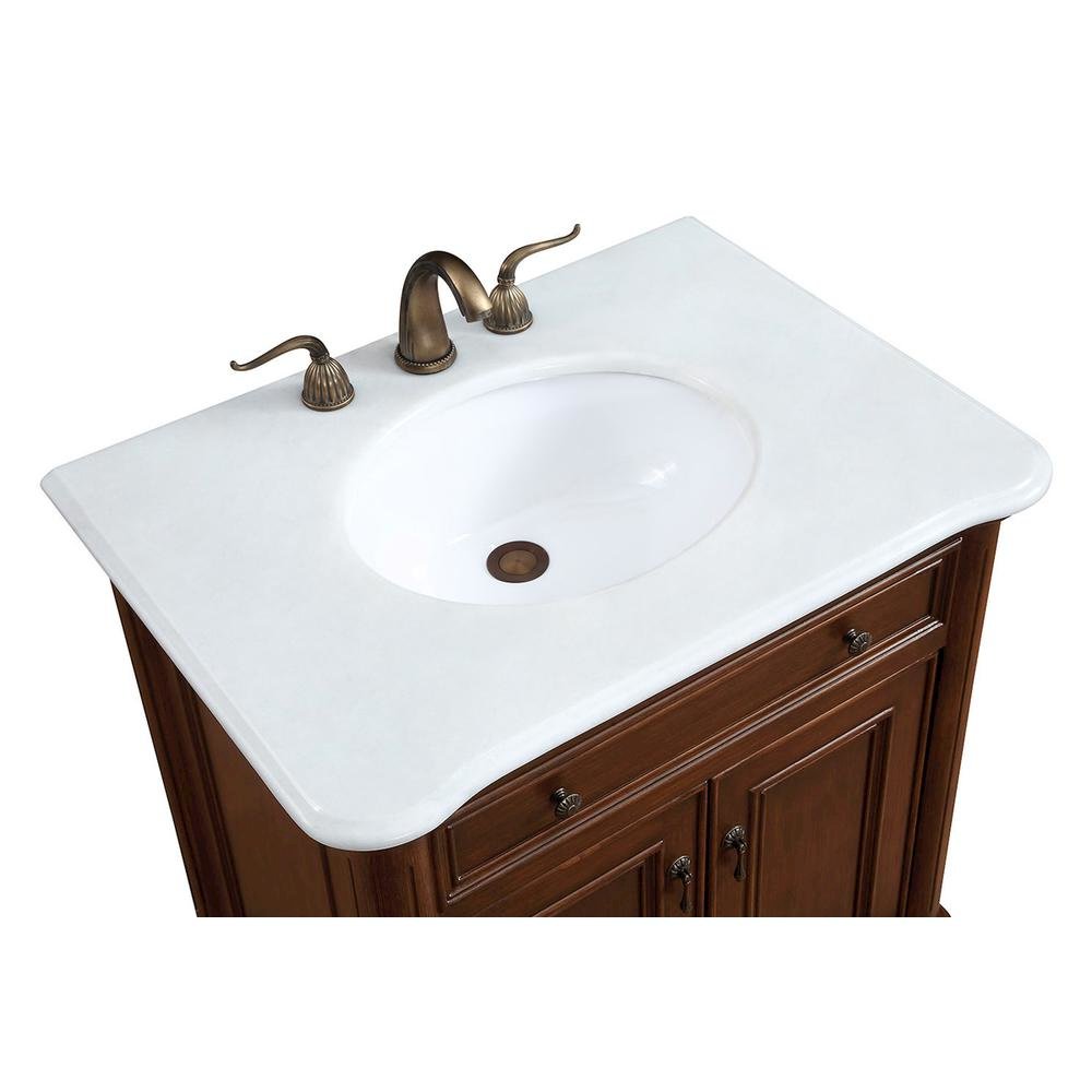 30 inch Single Bathroom vanity in Teak Color with ivory white engineered marble. Picture 5