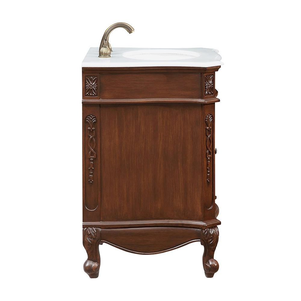 24 inch Single Bathroom vanity in Coffee with ivory white engineered marble. Picture 4