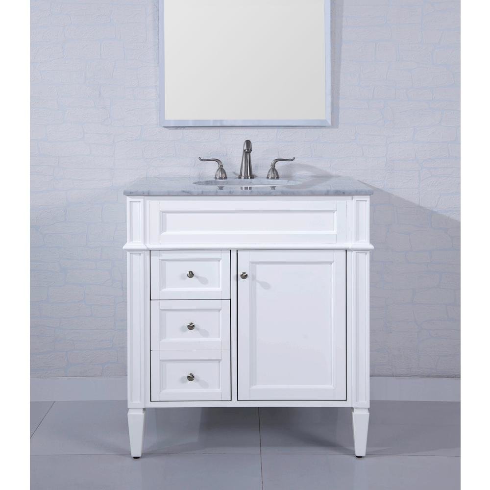 32 In. Single Bathroom Vanity Set In White. Picture 8