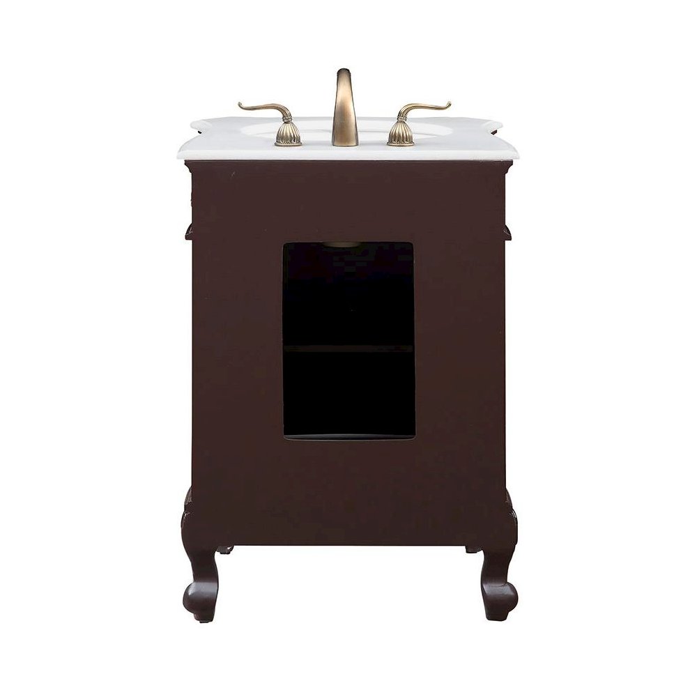 24 inch Single Bathroom vanity in Coffee with ivory white engineered marble. Picture 8
