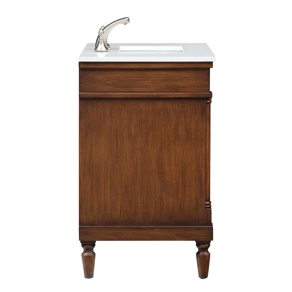 30 inch Single Bathroom vanity in Walnut with ivory white engineered marble. Picture 3