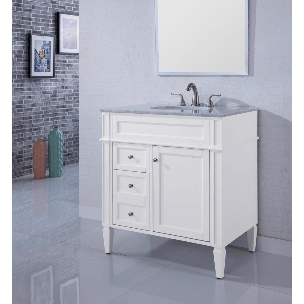 32 In. Single Bathroom Vanity Set In White. Picture 9