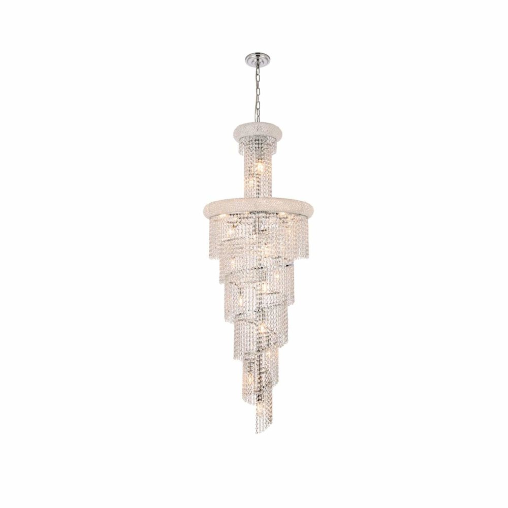 Spiral 22 light Chrome Chandelier Clear Royal Cut Crystal. Picture 1