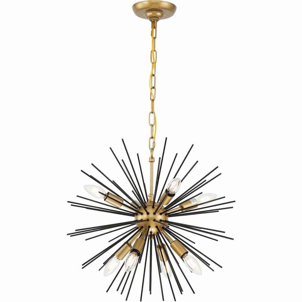 Timber 8 light Brass and Black pendant. Picture 1