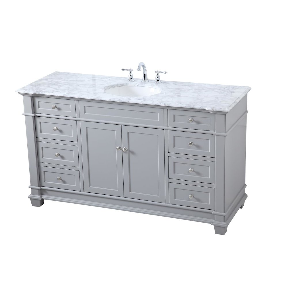 60 inch Single Bathroom Vanity set in Grey. Picture 3