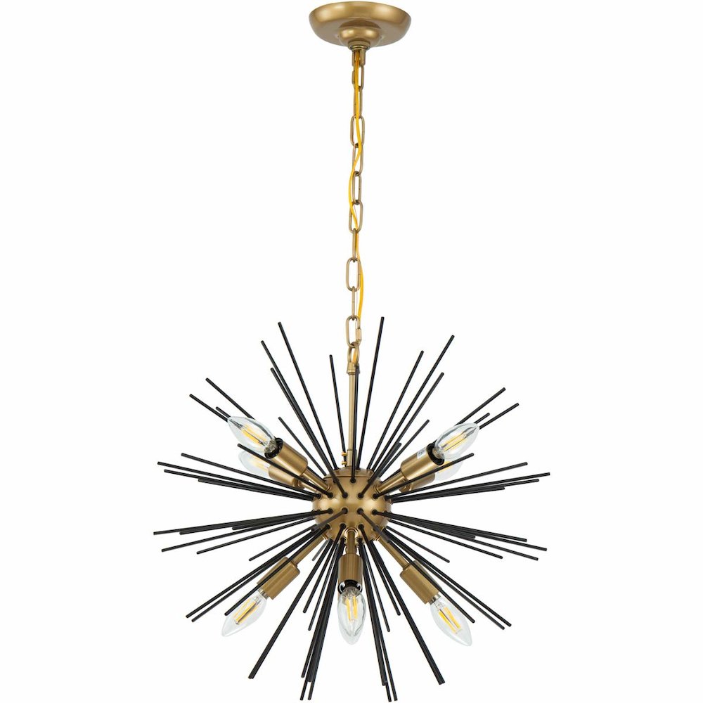 Timber 8 light Brass and Black pendant. Picture 7