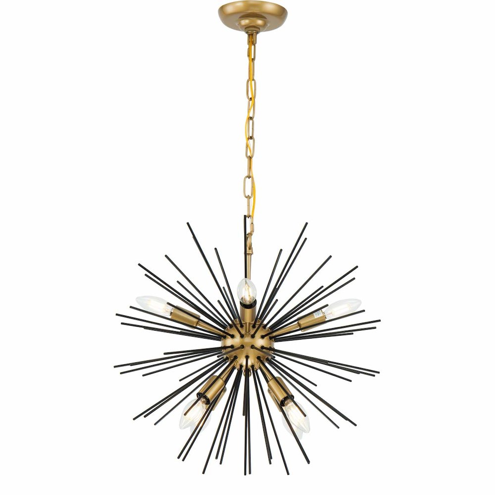 Timber 8 light Brass and Black pendant. Picture 4