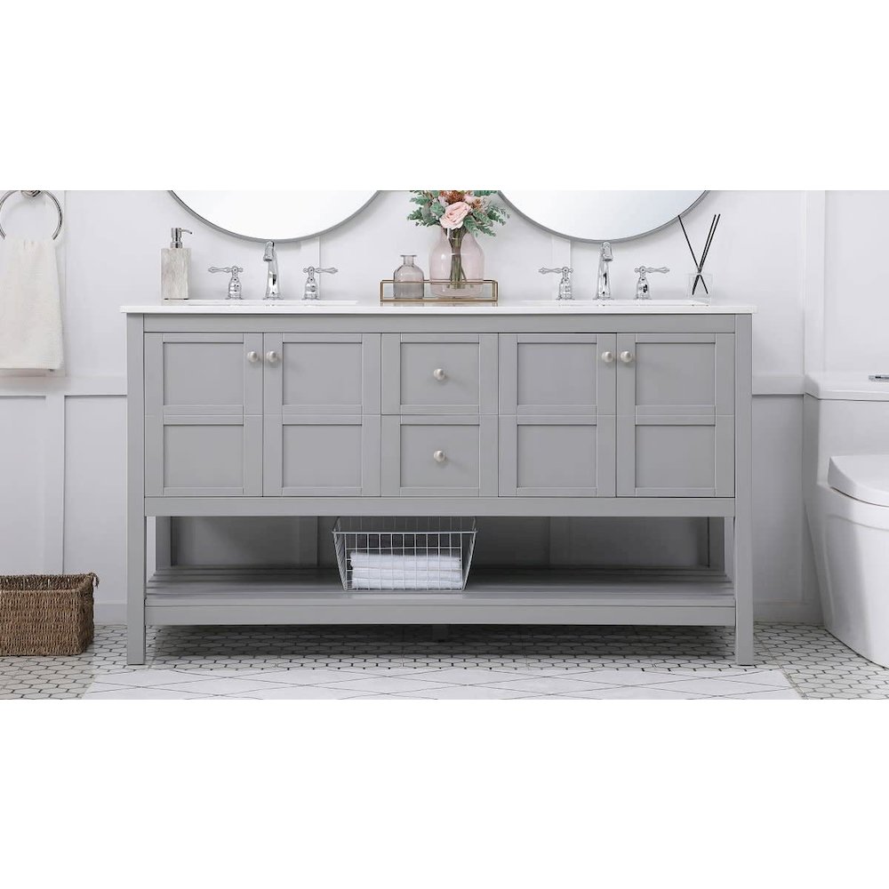 60 inch Single Bathroom Vanity in Gray. Picture 7