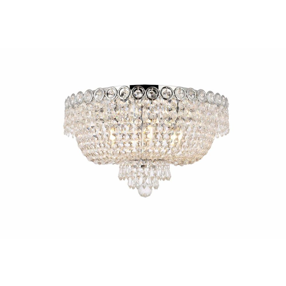 Century 6 light Chrome Flush Mount Clear Royal Cut Crystal. Picture 1