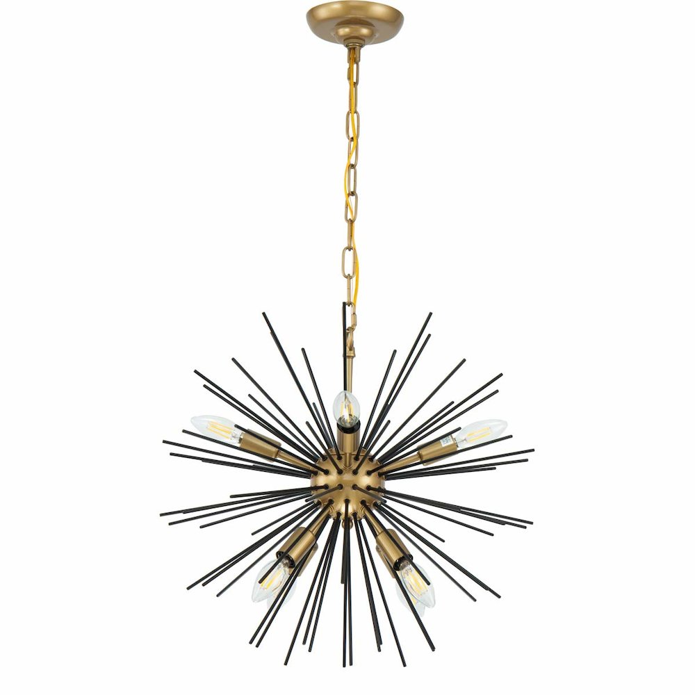 Timber 8 light Brass and Black pendant. Picture 5