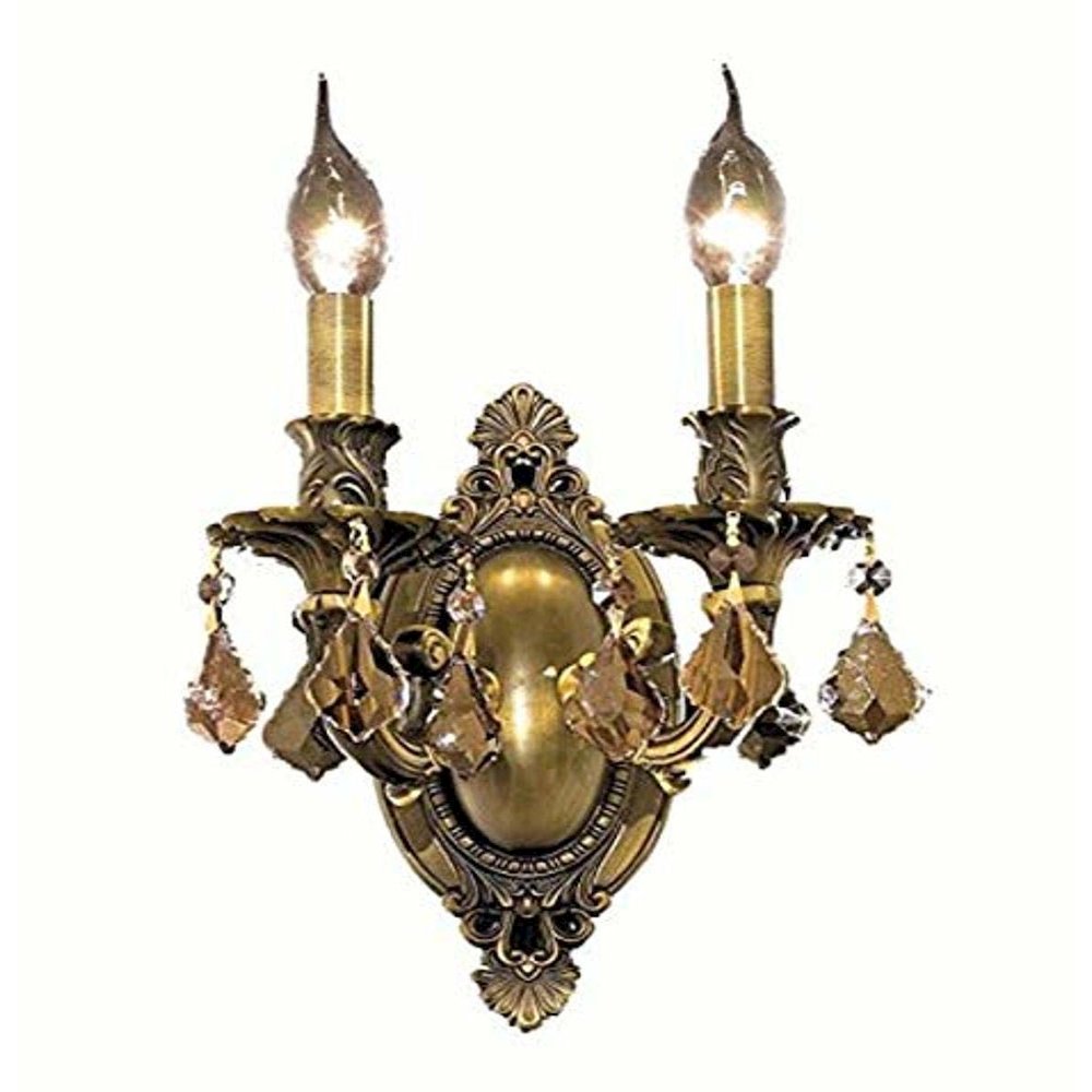 Rosalia 2 light Dark Bronze Wall Sconce Golden Teak (Smoky) Royal Cut Crystal. Picture 1