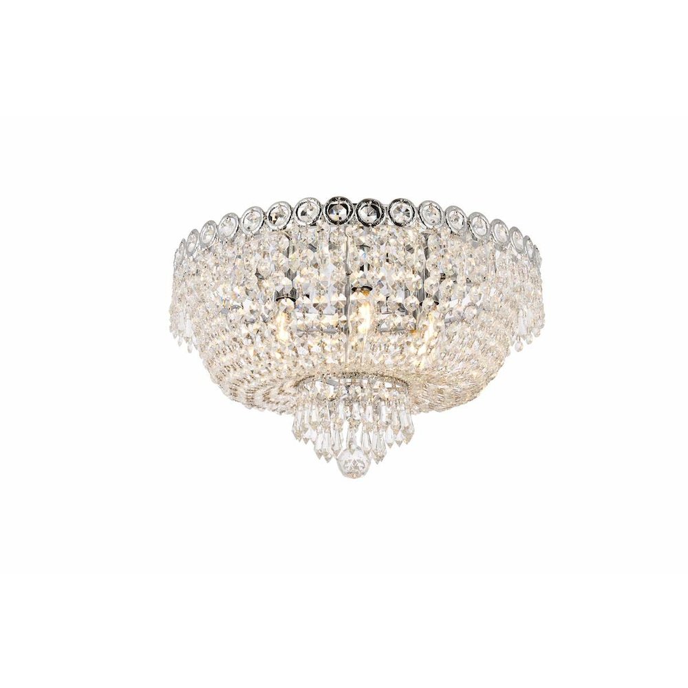 Century 6 light Chrome Flush Mount Clear Royal Cut Crystal. Picture 3