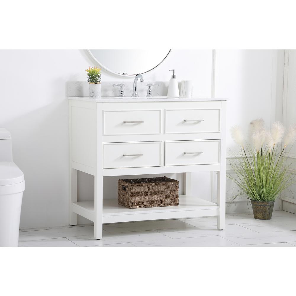 36 inch Single bathroom vanity in white with backsplash. Picture 2