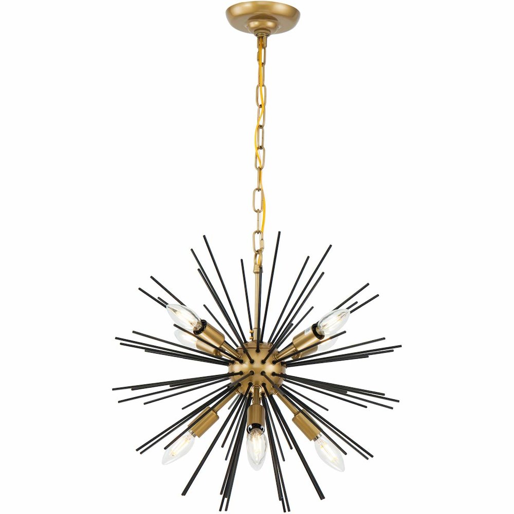 Timber 8 light Brass and Black pendant. Picture 6