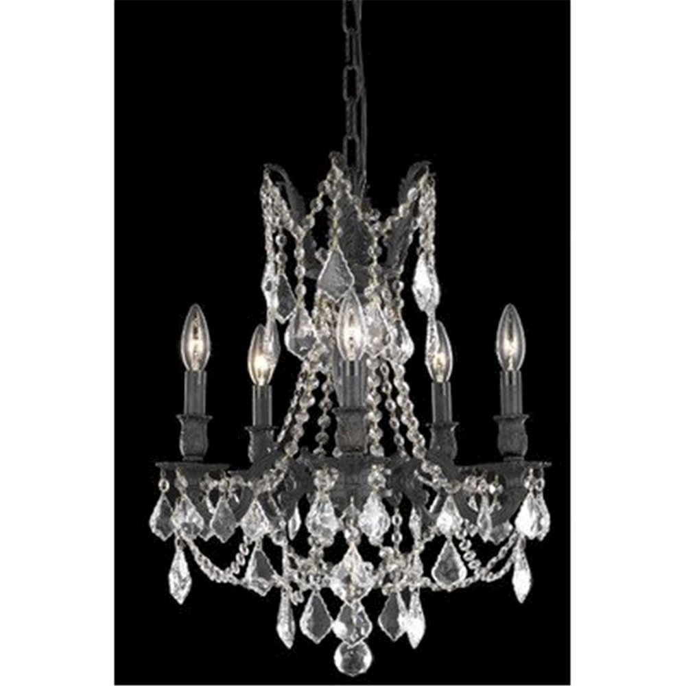 Rosalia 5 light Dark Bronze Pendant Golden Teak (Smoky) Royal Cut Crystal. Picture 1
