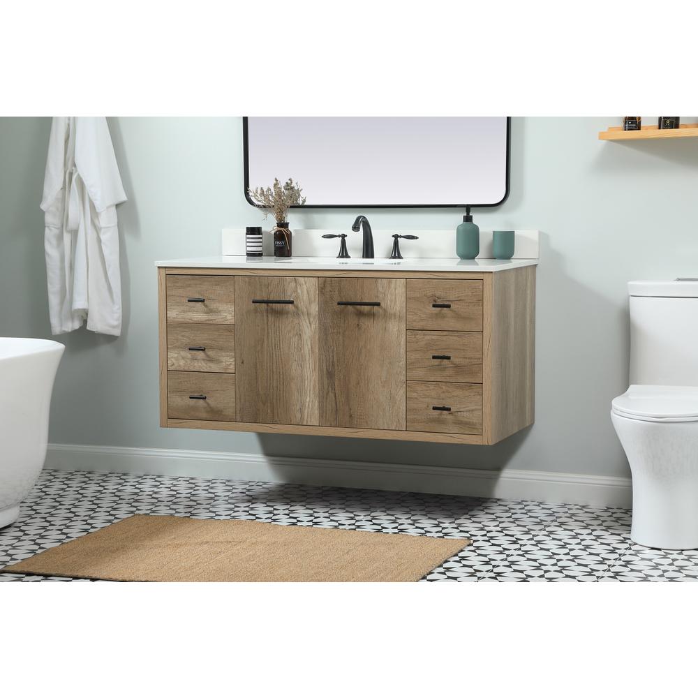48 inch Single bathroom vanity in natural oak with backsplash. Picture 5