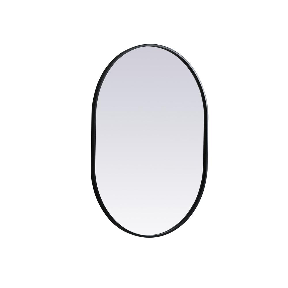 Metal Frame Oval Mirror 27x36 Inch in Black. Picture 7