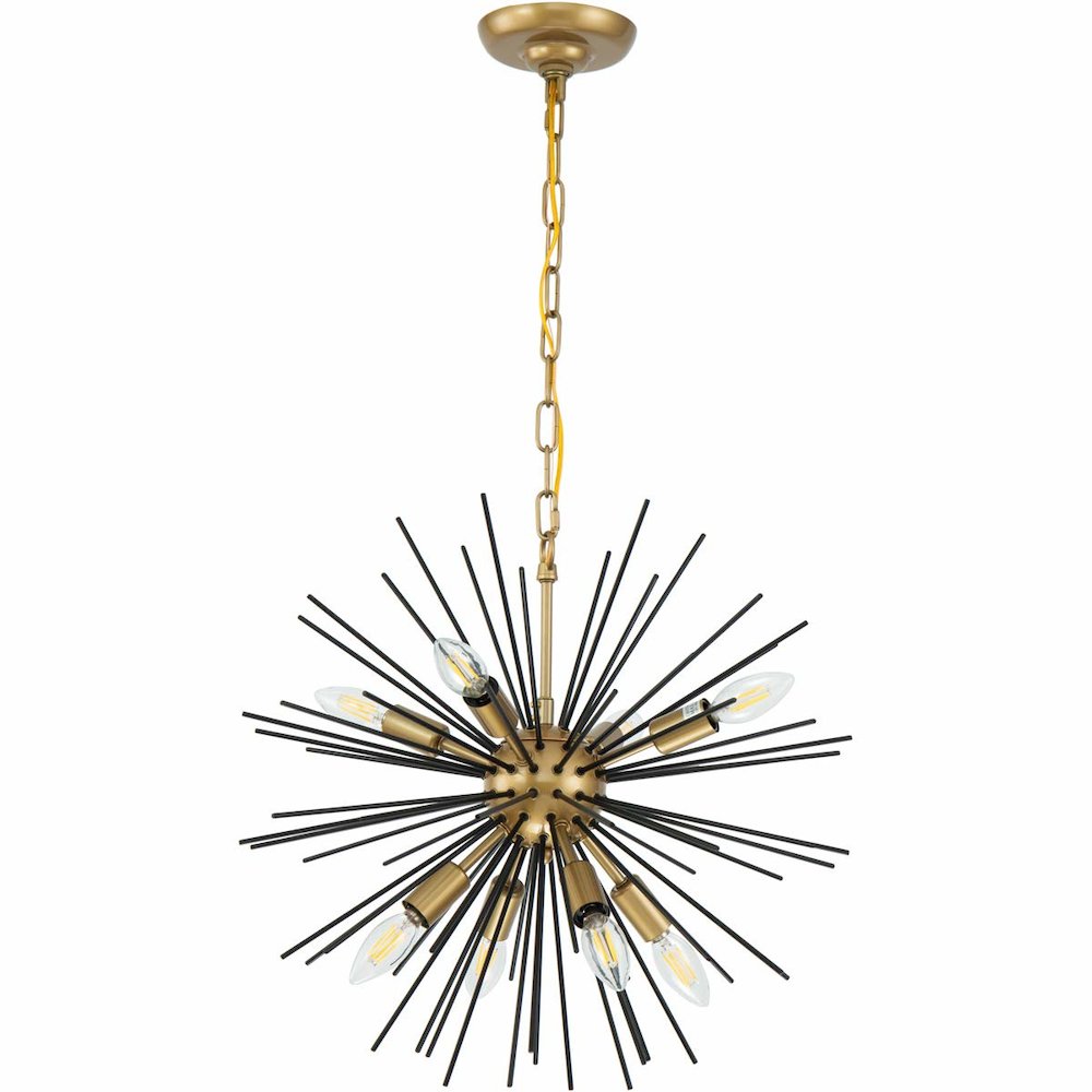 Timber 8 light Brass and Black pendant. Picture 9