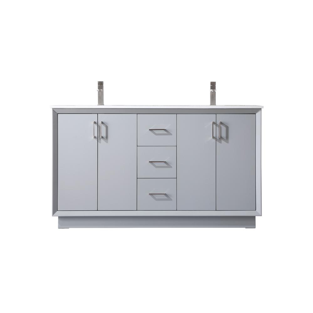 60 Inch Double Bathroom Vanity In Grey. Picture 1