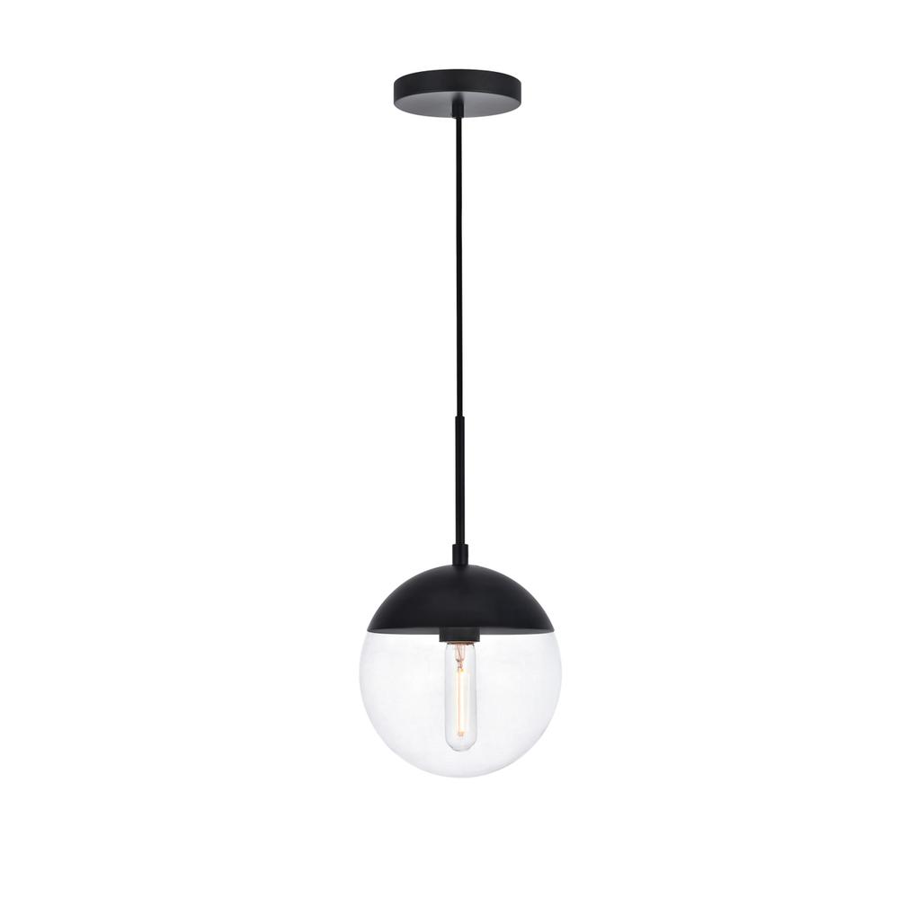 Eclipse 1 Light Black Pendant With Clear Glass. Picture 1